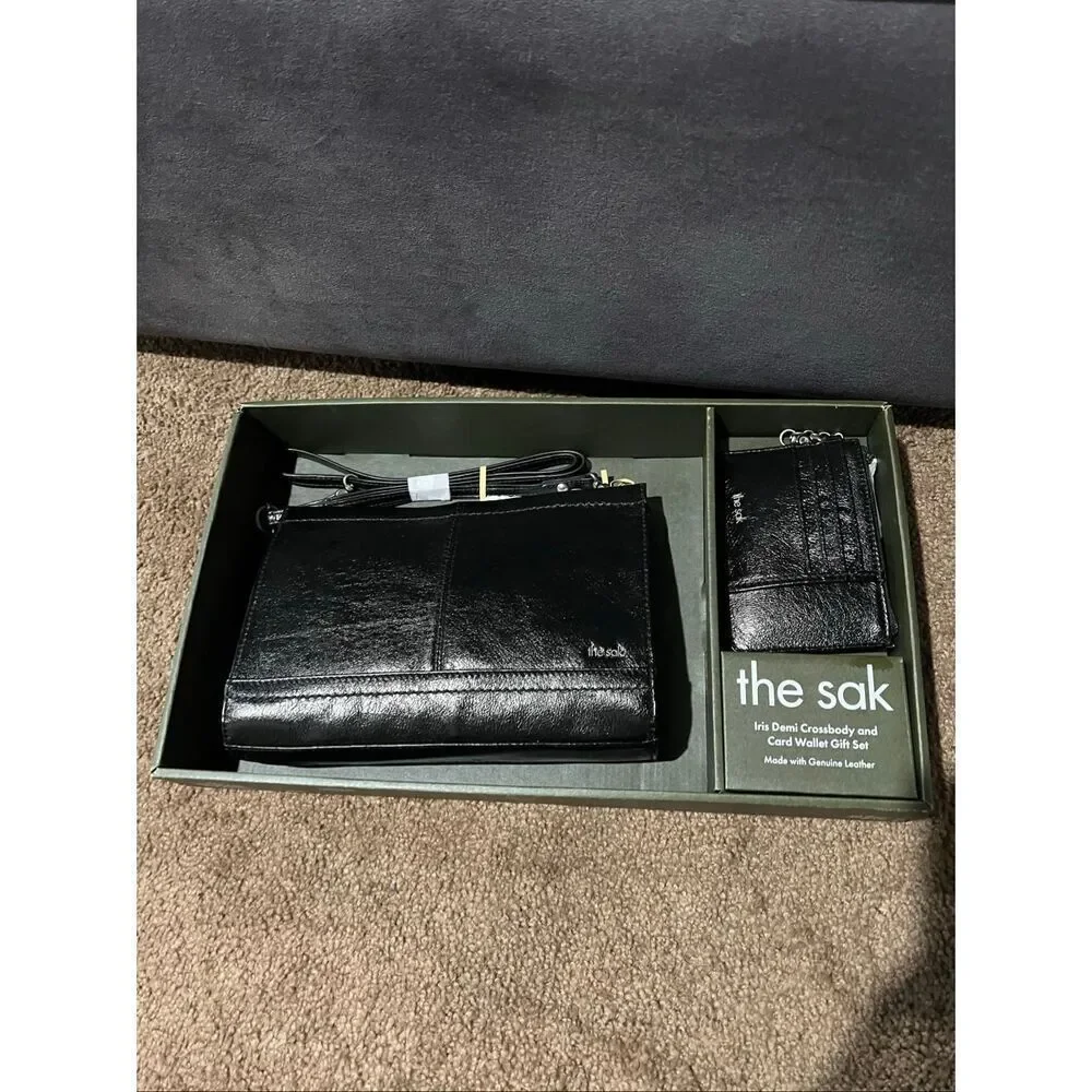 The Sak Iris Demi Crossbody & Card Wallet Gift Set Black Leather